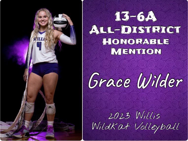Willis Volleyball (@willisvball) on Twitter photo Congratulations to our Senior Libero, Grace Wilder, for earning All-District Honorable Mention!
<a href="/Grace34909130/">Grace</a> <a href="/Willis_HS_TX/">Willis High School</a> <a href="/GoKatsAthletics/">WildKatsAthletics</a> Congratulations to our Senior Libero, Grace Wilder, for earning All-District Honorable Mention!
<a href="/Grace34909130/">Grace</a> <a href="/Willis_HS_TX/">Willis High School</a> <a href="/GoKatsAthletics/">WildKatsAthletics</a>