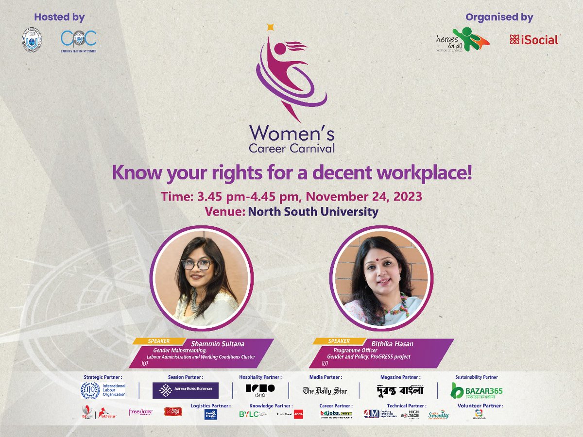 ilobangladesh's tweet photo. @ilobangladesh hosted sessions on 'Know your rights for a decent workplace' and 'Why does skills development matter more for decent employment?'
Are you interested to take part in the sessions?
Register👉 https://t.co/5EP0c6Ujau 🗓️ 24-25 November 2023
📍North South University https://t.co/ApkkAdn2Uo