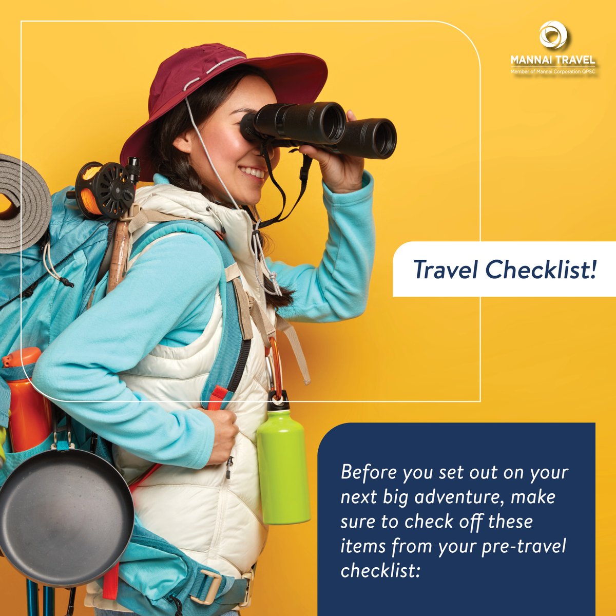 MannaiTravel's tweet photo. The perfect getaway starts with the right preparations. Make sure to check off this pre-travel checklist before you jet off! π«βοΈπ
Follow for more tips: @MannaiTravel
#PreTripChecklist #BonVoyage #Research #PackSmart #MustHaveDocs #LanguageLearning #BookTickets #Vaccination https://t.co/GdVD0yl6jQ