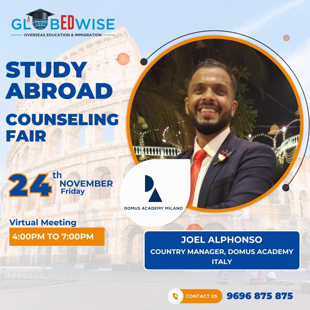 We warmly welcome Mr. Joel Alphonso, Country Manager from Domus Academ in Italy, to our event. His presence adds great value, and we are excited about his participation.

#studyinItaly #Domusacademy #virtualeducationfair #studyabroad #studyabroad2023 #abroadeducation  #Italy
