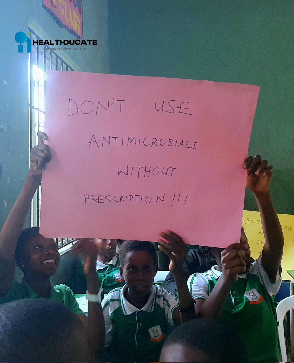 HealthDucateAMR's tweet photo. ...protecting and ensuring the efficacy of our antimicrobials. Emphasis was laid on water, sanitation and hygiene (WASH) as practices that protect against infection and the students were happy to learn and help propagate what they learned.
2/2 https://t.co/KDjNRaeV2H