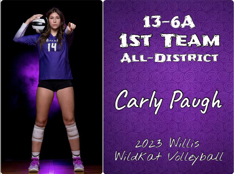 Willis Volleyball (@willisvball) on Twitter photo Congratulations to our Junior outside hitter/middle blocker, Carly Paugh, for earning 1st Team All-District Honors!
<a href="/carly_e_paugh/">Carly Paugh 2025</a> <a href="/Willis_HS_TX/">Willis High School</a> <a href="/GoKatsAthletics/">WildKatsAthletics</a> Congratulations to our Junior outside hitter/middle blocker, Carly Paugh, for earning 1st Team All-District Honors!
<a href="/carly_e_paugh/">Carly Paugh 2025</a> <a href="/Willis_HS_TX/">Willis High School</a> <a href="/GoKatsAthletics/">WildKatsAthletics</a>