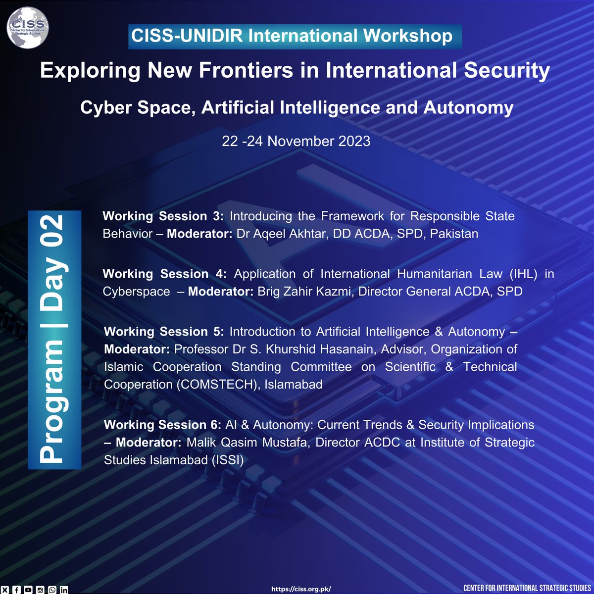 Embarking on Day 2 of #CISSUNIDIR International workshop, focusing on critical themes: 'Cyber Space, AI, and Autonomy'. Anticipate a day filled with expert-led sessions and thought-provoking dialogue. #CISS2023 #CISSUNIDIR23 #GlobalSecurity