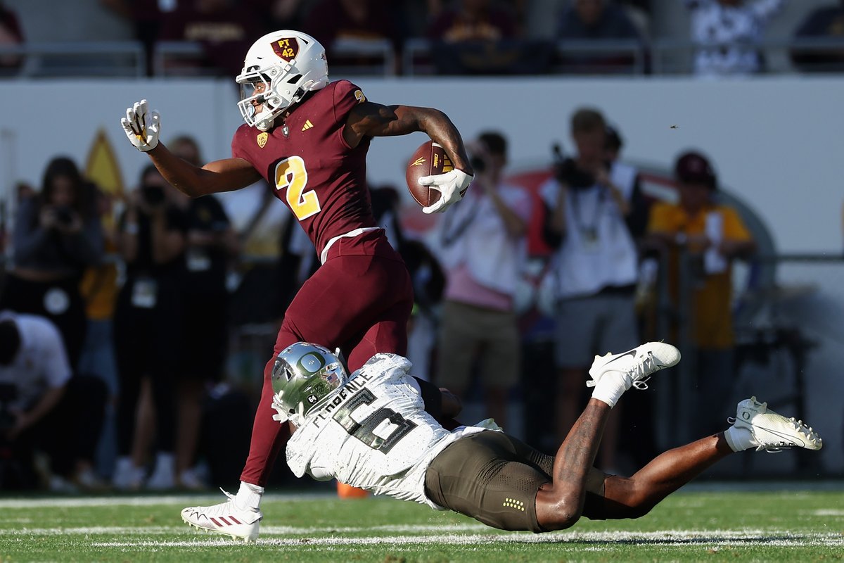 ASU's @Elijhahbadger2 leads all FBS wide receivers with 32 total missed tackles forced & his 546 yards after the catch are 6th among FBS wideouts. ASU's game notes: thesundevils.com/documents/2023…