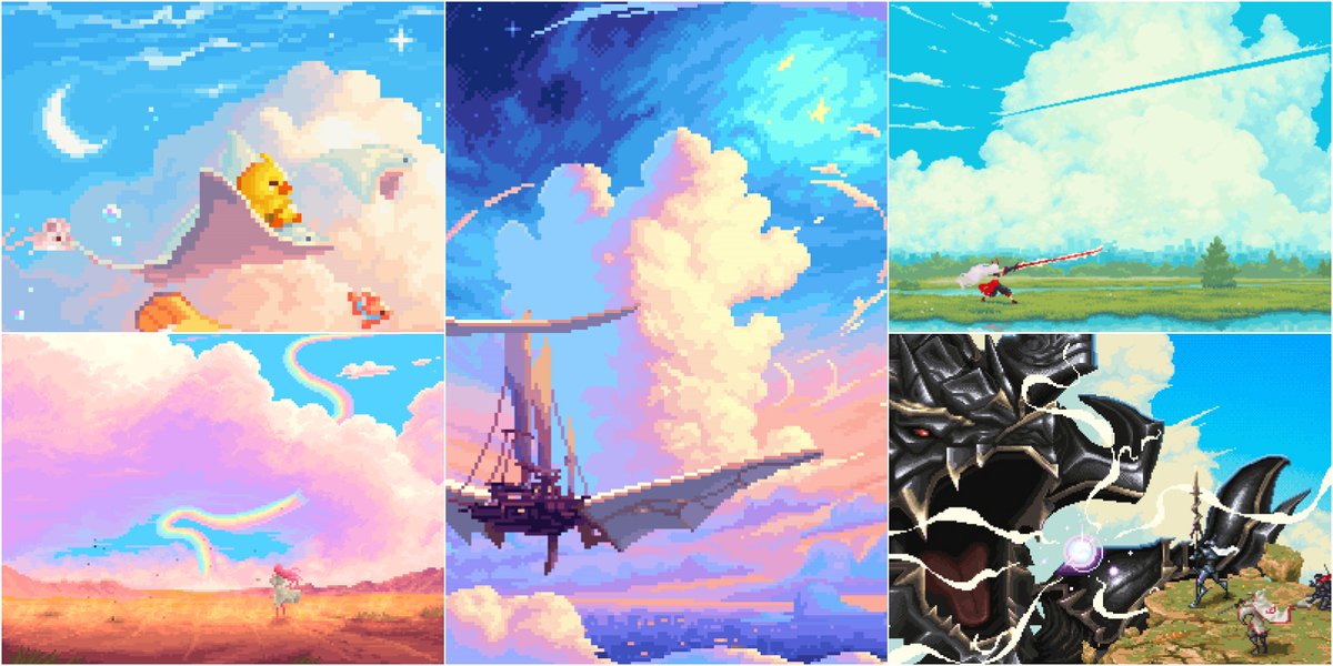 (♡◕Θ&lt;♡)b QRT with your clouds ✨

#pixelart