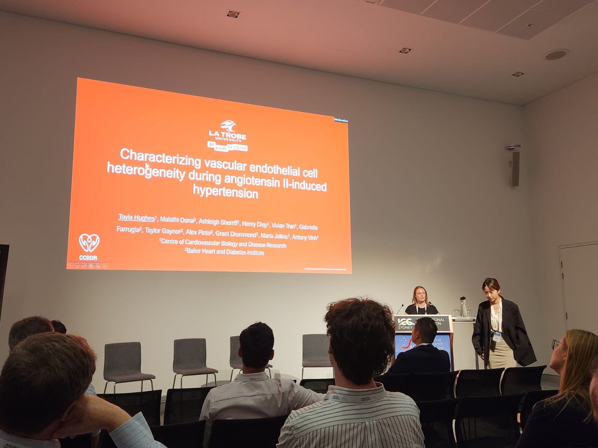 Next we have PhD candidate Tayla <a href="/taylaa_hughes/">Tayla Hughes</a> presenting her work on characterising vascular endothelial cell heterogeneity during angiotensin II-induced hypertension at #ASCEPT2023 <a href="/ASCEPTanz/">ASCEPT</a>