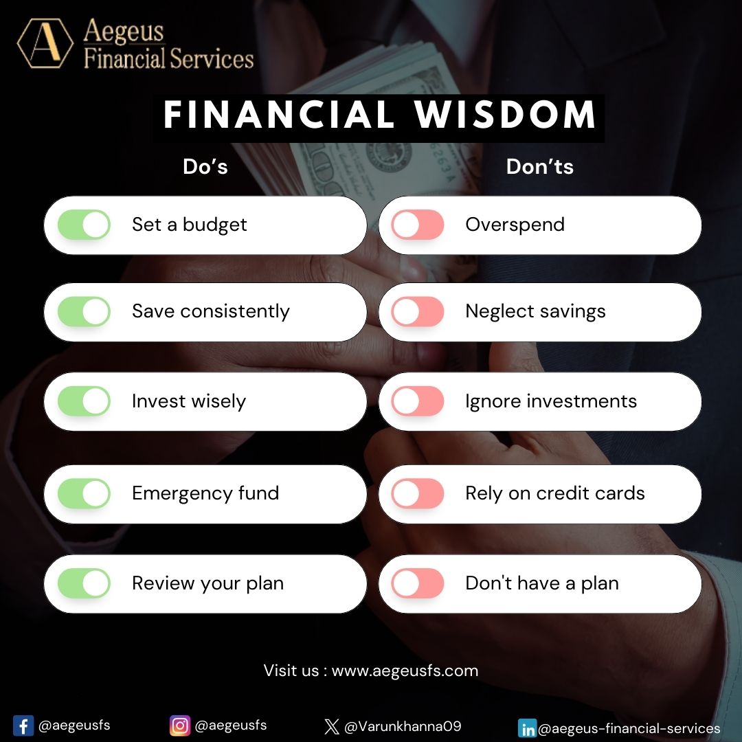 Varunkhanna09's tweet image. 💡 𝐅𝐢𝐧𝐚𝐧𝐜𝐢𝐚𝐥 𝐰𝐢𝐬𝐝𝐨𝐦

Secure your tomorrow by Budgeting, saving, and investing for a secure future. Avoid overspending, tackle debts, and never forget your emergency fund!💰💸✅

#aegeusfinance #FinancialSmartMoves #aegeusfs #financialservices #financialadvisor