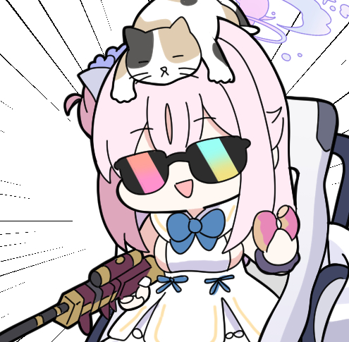 mika (blue archive) 1girl holding halo sunglasses weapon pink hair emphasis lines  illustration images
