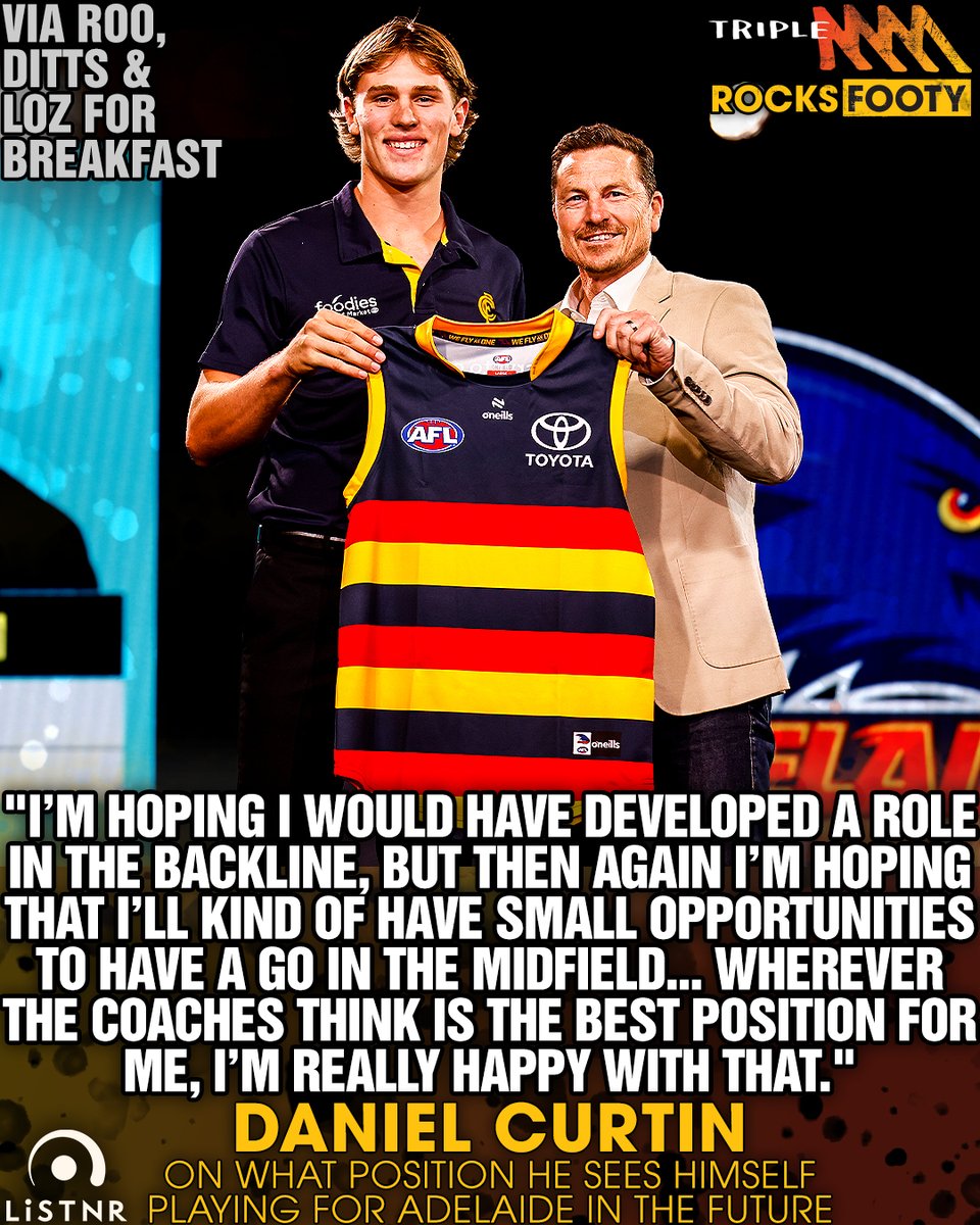 The Crows' prized pick 8 spoke to us and outlined his favoured position, his links to South Australia and his nickname (or lack thereof). Catch the full chat on the LiSTNR app or here: tinyurl.com/26zeeufn