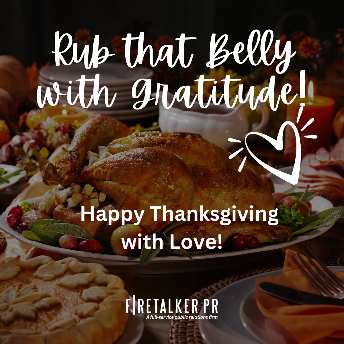 FiretalkerPR's tweet photo. Lynette and her team wish you the most wonderful Thanksgiving, filled with love, friends, family, laughter, and all the joy you can handle!

#HappyThanksgiving #joy #yum #fun #gratitude https://t.co/UBKQaWGaSm