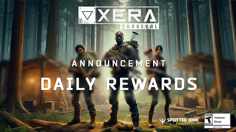 Greetings Survivors!

We're thrilled to announce our brand new Daily Rewards system in XERA: Survival!

Log in daily to claim up to 8 rewards each day!

Be sure to check out everything you need to know at store.steampowered.com/news/app/62534…