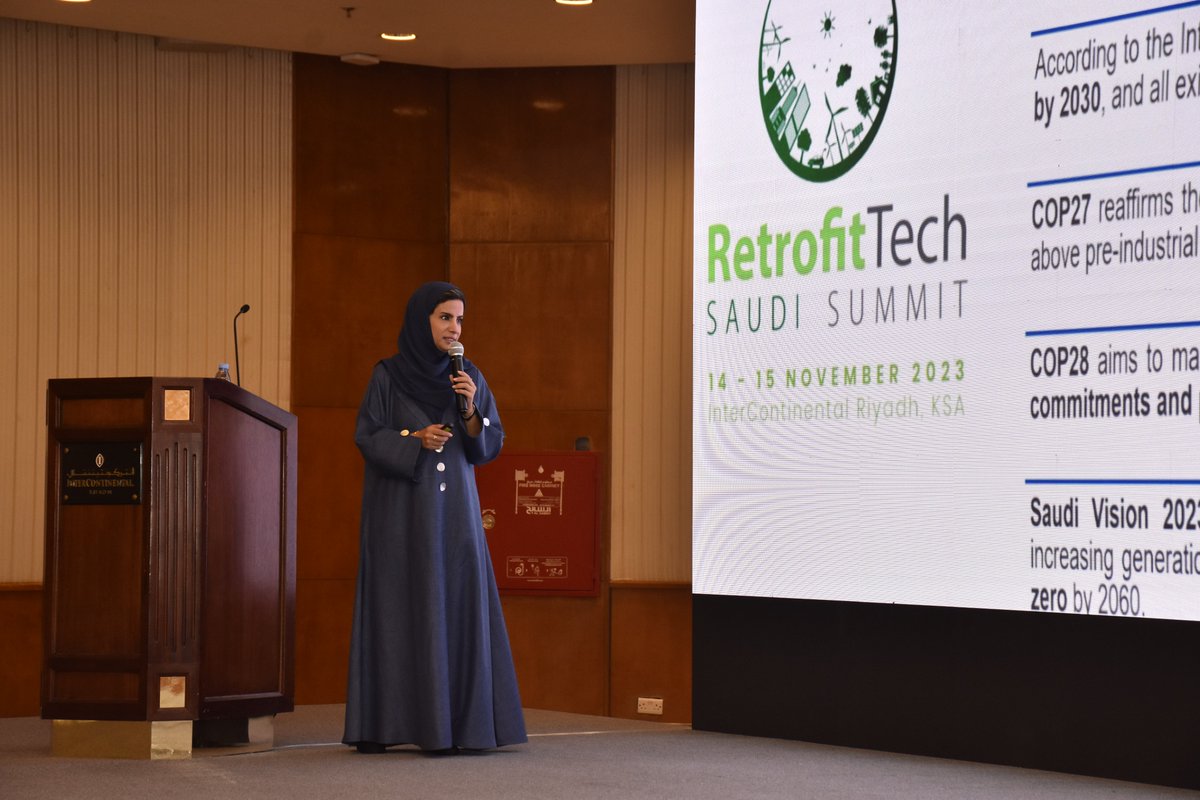 Enovame's tweet image. Snippets from our participation at the 7th #RetrofitTechSaudi Summit as a Silver Sponsor, where our Country Director in KSA, Amani Al Moajil, discussed &apos;Pioneering the Future of #Sustainability in #KSA&apos; #Retrofitting #ESCO #EnergyPerformance #RenewableEnergy #CoolingServices