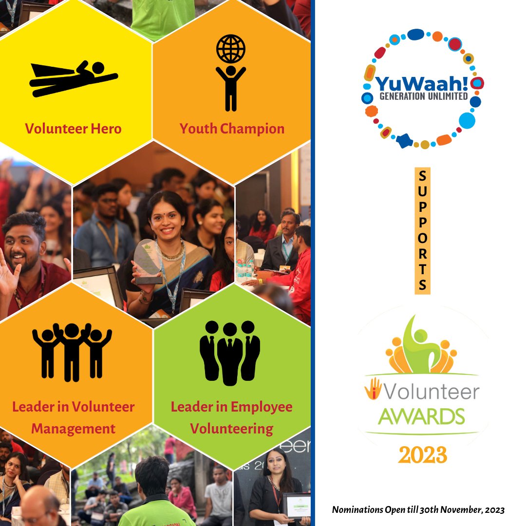 Thrilled to support the iVolunteer Awards 2023, by @iVolunteer

Nominate or apply now to recognize the unsung heroes of our nation. Let's celebrate the change-makers inspiring us daily.  

ivolunteer.in/awards-2023

#ImPactWithYouth @UNICEFIndia