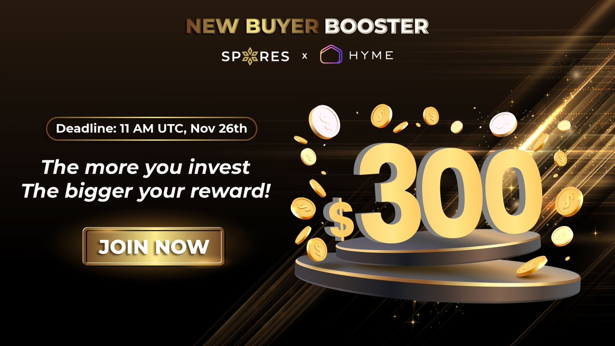 📢 𝐒𝐏𝐎𝐑𝐄𝐒 𝐱 @HymeNetwork: 𝐍𝐄𝐖 𝐁𝐔𝐘𝐄𝐑 𝐁𝐎𝐎𝐒𝐓𝐄𝐑 Dear our beloved community, We are delighted to bring you a fantastic opportunity to boost your investments with Hyme - the New Buyer Booster program 🚀 ⏰ Deadline: November 26, 11 AM UTC 💰 Reward Pool: $300…