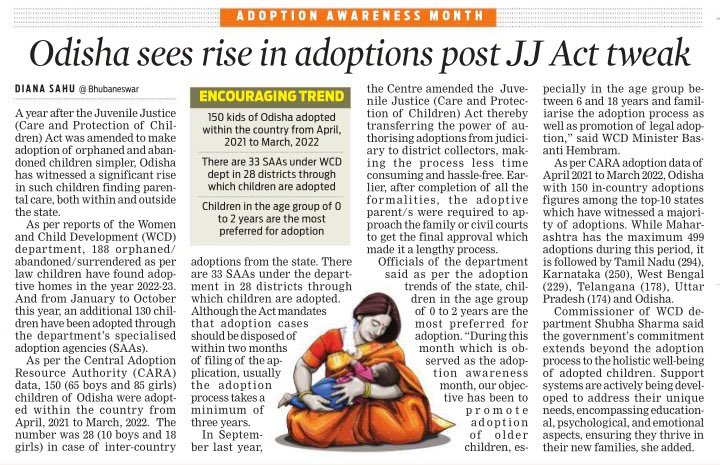 A year after the Juvenile Justice Act was amended to make adoption of orphaned and abandoned children simpler, #Odisha is witnessing a significant rise in such children finding parental care. @XpressOdisha @Siba_TNIE @NewIndianXpress @santwana99