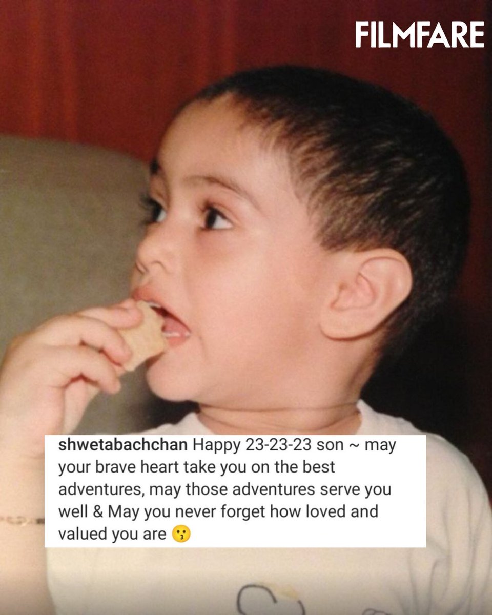 #ShwetaBachchan shares a lovely childhood pic of her son, actor #AgastyaNanda as she wishes him on his birthday. 🤍