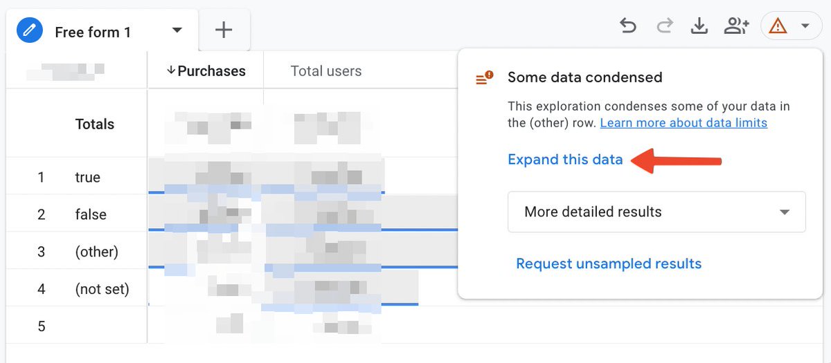 Matteo Zambon (@zambros_it) on Twitter photo 😣GA4 REPORT LIMITS😣
Yesterday it seems in GA4 standard and 360 two new limit rules:
1) Sampling in the standard reports (from the report menu)
2) Cardinality in the custom reports (from the explore menu)
So now all reports have the same limits
TNX <a href="/CharlesFarina/">Charles Farina</a> <a href="/braiscv/">Brais Calvo</a> 😣GA4 REPORT LIMITS😣
Yesterday it seems in GA4 standard and 360 two new limit rules:
1) Sampling in the standard reports (from the report menu)
2) Cardinality in the custom reports (from the explore menu)
So now all reports have the same limits
TNX <a href="/CharlesFarina/">Charles Farina</a> <a href="/braiscv/">Brais Calvo</a>