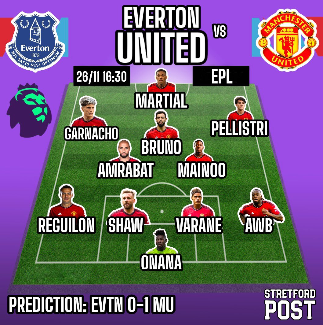 Ready for Sunday's game against Everton! Opting for a dynamic and youthful lineup to match their intensity. With Everton charging at full speed, energy is key. Predicting a 1-0 victory! What's your lineup and score prediction? ⚽ #Football #Matchday #TeamSelection