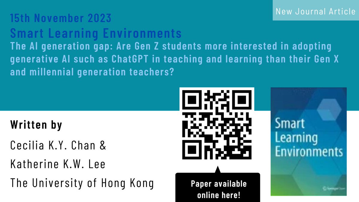 HKU TALIC (@talichku) on Twitter photo Prof. <a href="/CeciliaKYChan/">Cecilia KY Chan</a> and Dr. <a href="/katherinekwlee/">Katherine KW Lee</a> explored the #AI generation gap between #GenZStudents and their Gen X & Y teachers. How can universities design evidence-based guidelines to promote responsible use of GenAI among both students and teachers?
#HKU Prof. <a href="/CeciliaKYChan/">Cecilia KY Chan</a> and Dr. <a href="/katherinekwlee/">Katherine KW Lee</a> explored the #AI generation gap between #GenZStudents and their Gen X & Y teachers. How can universities design evidence-based guidelines to promote responsible use of GenAI among both students and teachers?
#HKU