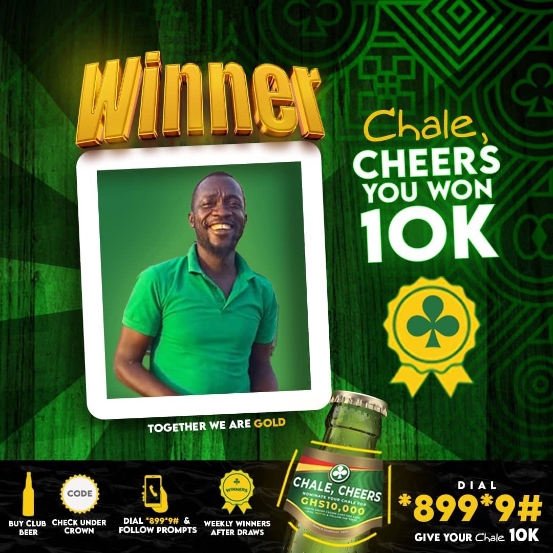 Akosuah_Tee's tweet photo. Anytime you buy a bottle of CLUB Beer, check under the crown for a code and follow the prompts. You could be a winner of 10k cedis from @Chale_Club. Every week new winners are selected. Catch it live on TV3 every Wednesday at 9pm. 

#TogetherWeAreGold #ChaleCheers https://t.co/LaR4CTDqih