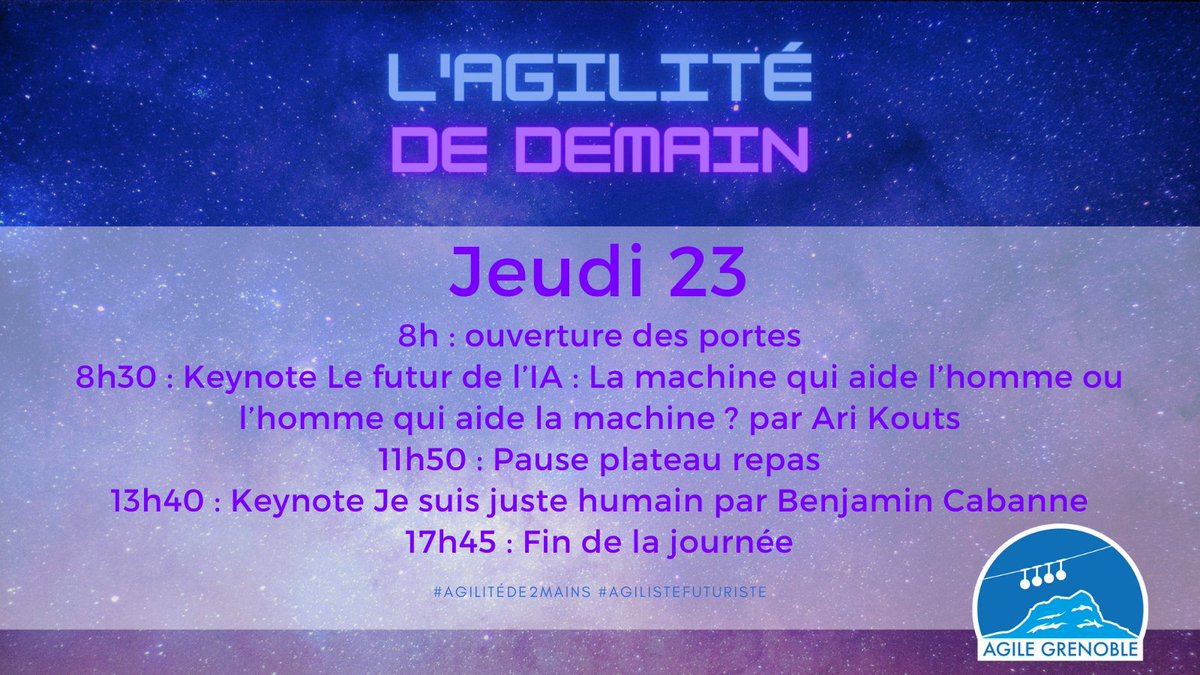 C'est parti pour une deuxième journée sous le signe de l'agilité de demain 🚀
Vous savez déjà à quelles conférences vous avez prévu d'assister ? sessionize.com/view/32xsktzc/…
