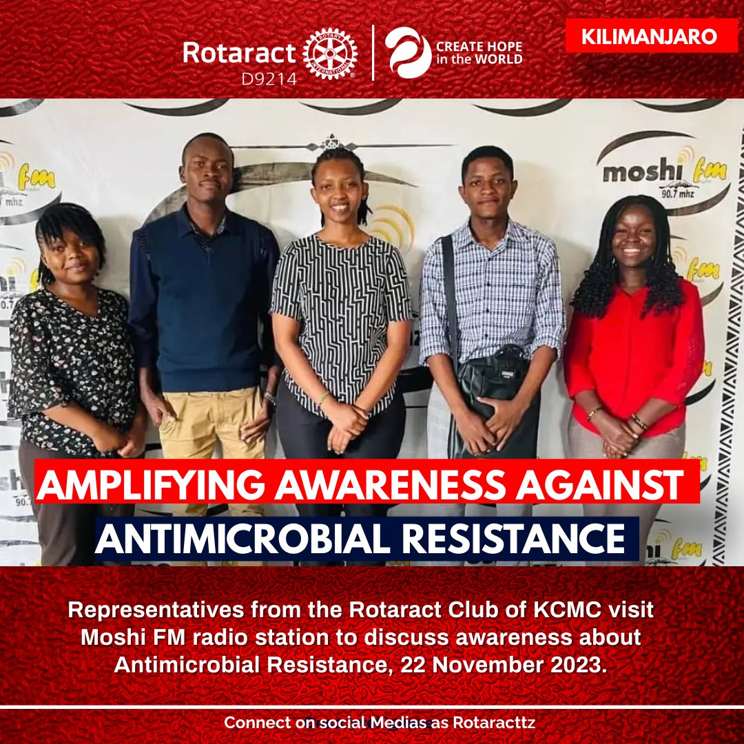 rottanzania's tweet image. Rotaract KCMC Tackles Antimicrobial Resistance Awareness on Moshi FM
@RotaractD9214

 #AMR #CreateHope