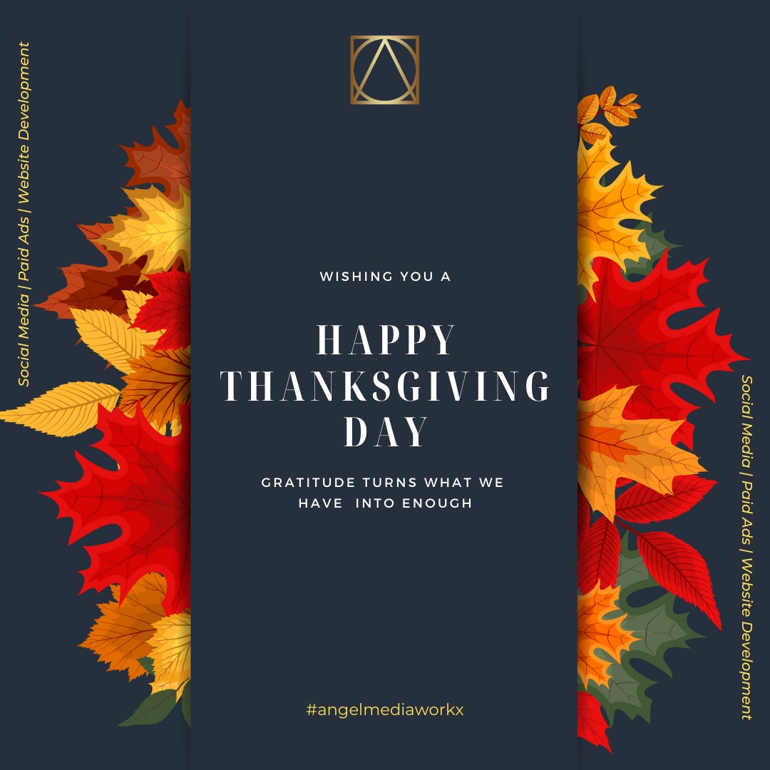 #happythanksgivingday🦃🍁🍂
Wishing you a harvest of good times, great food, and the warmth of cherished company on this Thanksgiving Day
.
.
#ThankfulHeart #GratitudeAttitude #FamilyFirst #ThanksgivingVibes #ThanksgivingWishes #UnityInGratitude 
.
.
#angelmediaworkx #amw