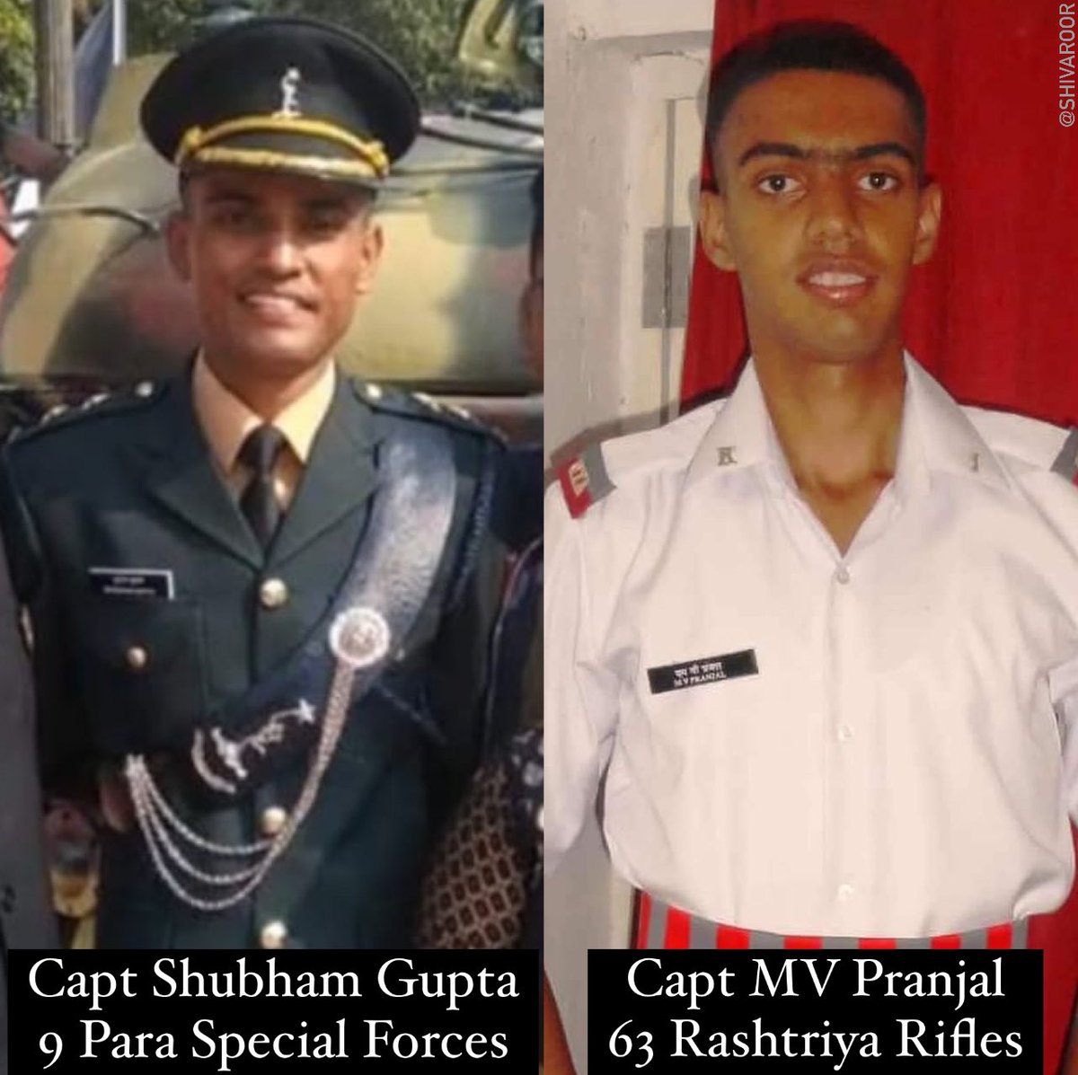 ShivAroor's tweet photo. 💔 Two young Army officers, both in their twenties, killed in action in Rajouri yesterday.

Unacceptable kill ratios and losses of young promising men. The scale of loss per encounter in this J&amp;K sector is going to require a decisive top-down rethink.

Deepest condolences 🙏🏽 https://t.co/ENI60M0Pn9