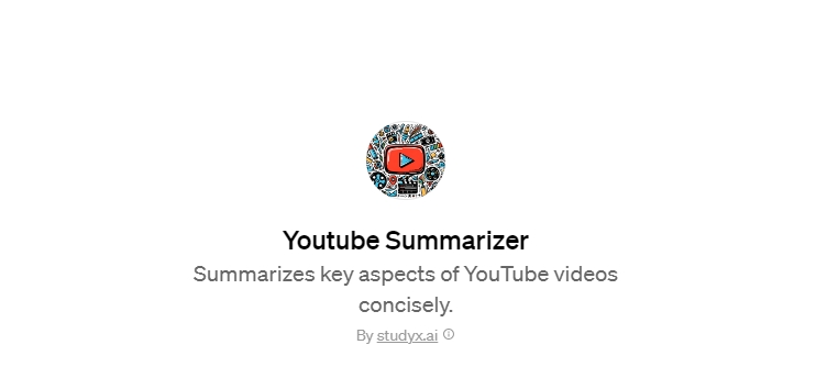 helloStudyX's tweet image. StudyX Custom GPTs Update: Youtube Summarizer 🌟
🔗 Check it out here: chat.openai.com/g/g-kOkW7TuOA-…
📌 Brief Overview: Using advanced algorithms, it analyzes video content, extracting key points, themes, and important details.
#YouTubeSummarizer #GPT #EfficientContentConsumption