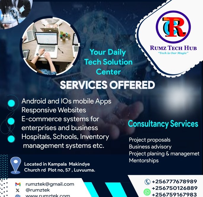 rumztek's tweet image. We are not just mentor, We are entrepreneurs. Let's hundle all your technology needs in one place call or Whatsapp +256703449505
#foryou
#
