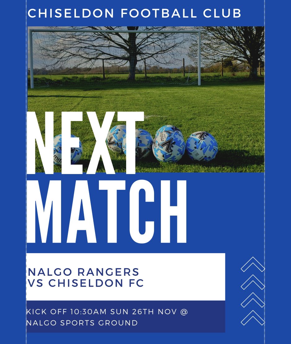 Next for our senior teams this week 👇

We play Coleview FC on Saturday in the @sdflswindon at 2pm 

And on Sunday we will be playing Nalgo Rangers FC in the Wilts Cup

Go smash it lads 🔵⚪️🔵⚪️

#upthechis #teamchissy #villagefootball #chiseldonfc #chiseldon