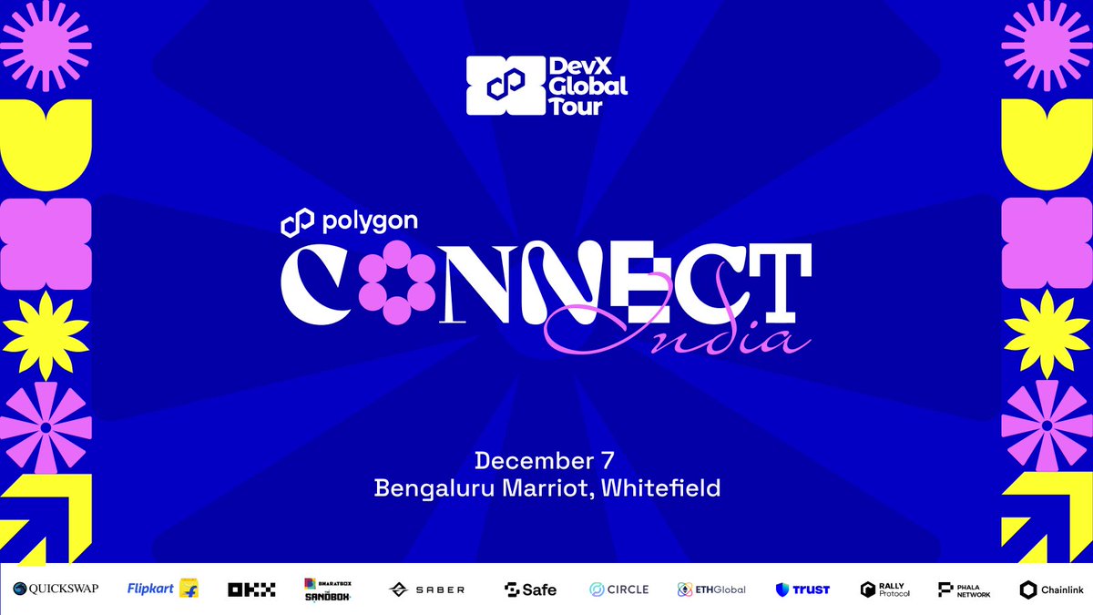 0xPolygon's tweet photo. The countdown begins for the most anticipated stop of the DevX Global Tour.

India, we’ve brought the heat. After a successful run of 8 Polygon Guild meetups &amp; a month-long hackathon, we’re closing out the region with our flagship event, #PolygonConnect.

https://t.co/uO0bJbcoas https://t.co/QzfNdBjbjL