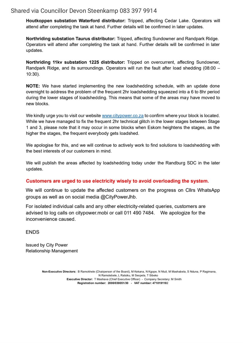 THEDEVCHEV's tweet image. ⚡ #NorthridingAH #Kyasand #Sundowner  #RandparkRidge #Block1 #Boskruin #Block14
23 November 2023 at 09h00 - Cllr Devon Steenkamp 

So many outages