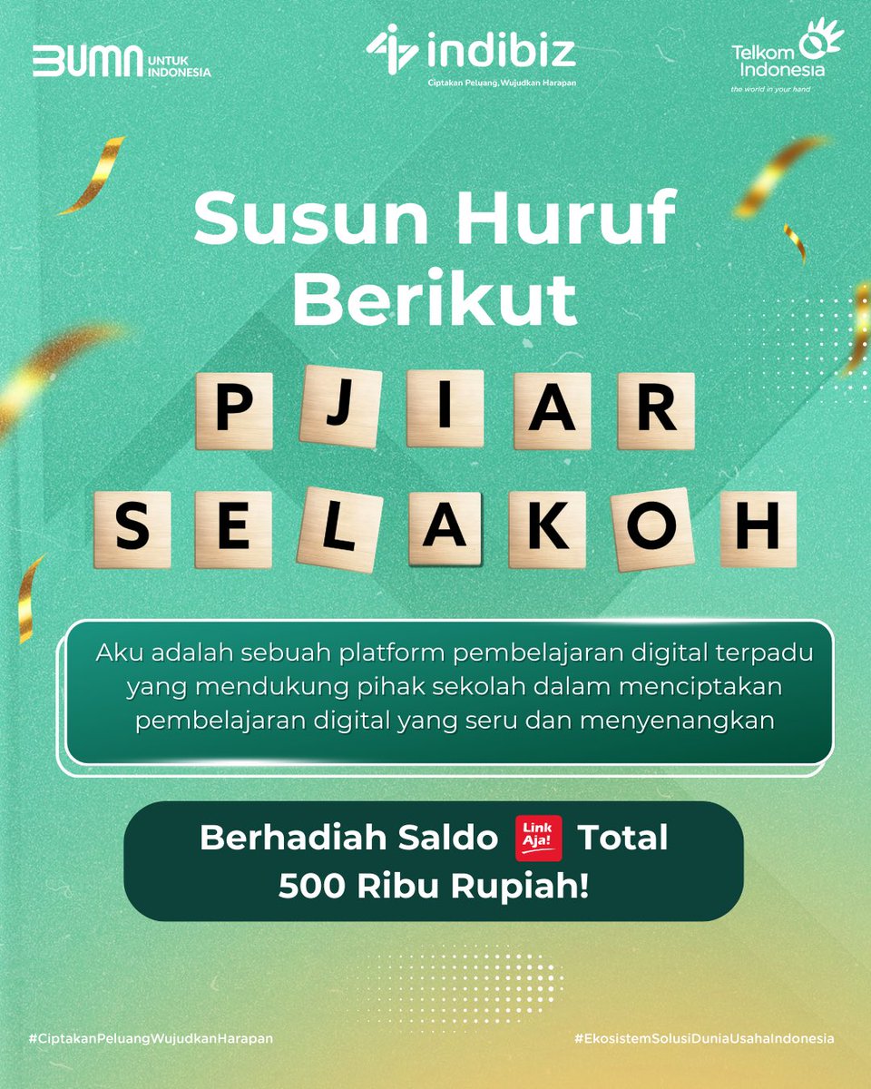 Indibiz_ID's tweet photo. Indibiz bagi-bagi hadiah lagi! Sobiz bisa raih kesempatan dapat hadiah saldo LinkAja senilai total Rp 500.000,- untuk 5 orang pemenang. Cek cara ikutannya di gambar ya!

#Indibiz #IndibizID #CiptakanPeluangWujudkanHarapan #EkosistemSolusiDuniaUsahalndonesia https://t.co/d2yhMOmXLW