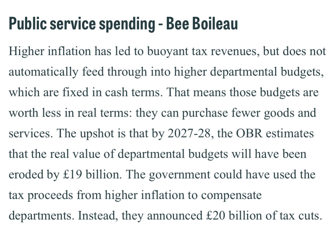 ⁦<a href="/TheIFS/">Institute for Fiscal Studies</a>⁩ Given budget cuts to policing and resultant increase in crime (just ask retailers), I would prefer more money to  jet public services rather than a minimal tax cut.