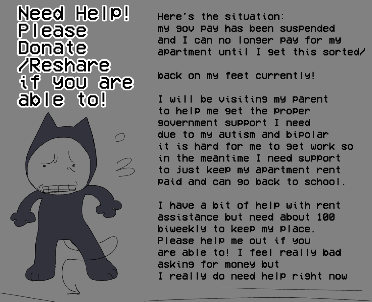 hylwicks's tweet photo. Hey please reshare this post if you are able to!
I'm in a pretty scary situation right now and could really use some support to avoid being homeless while I sort out some government help!
[k/fi link below] https://t.co/fhgIKoHzjm