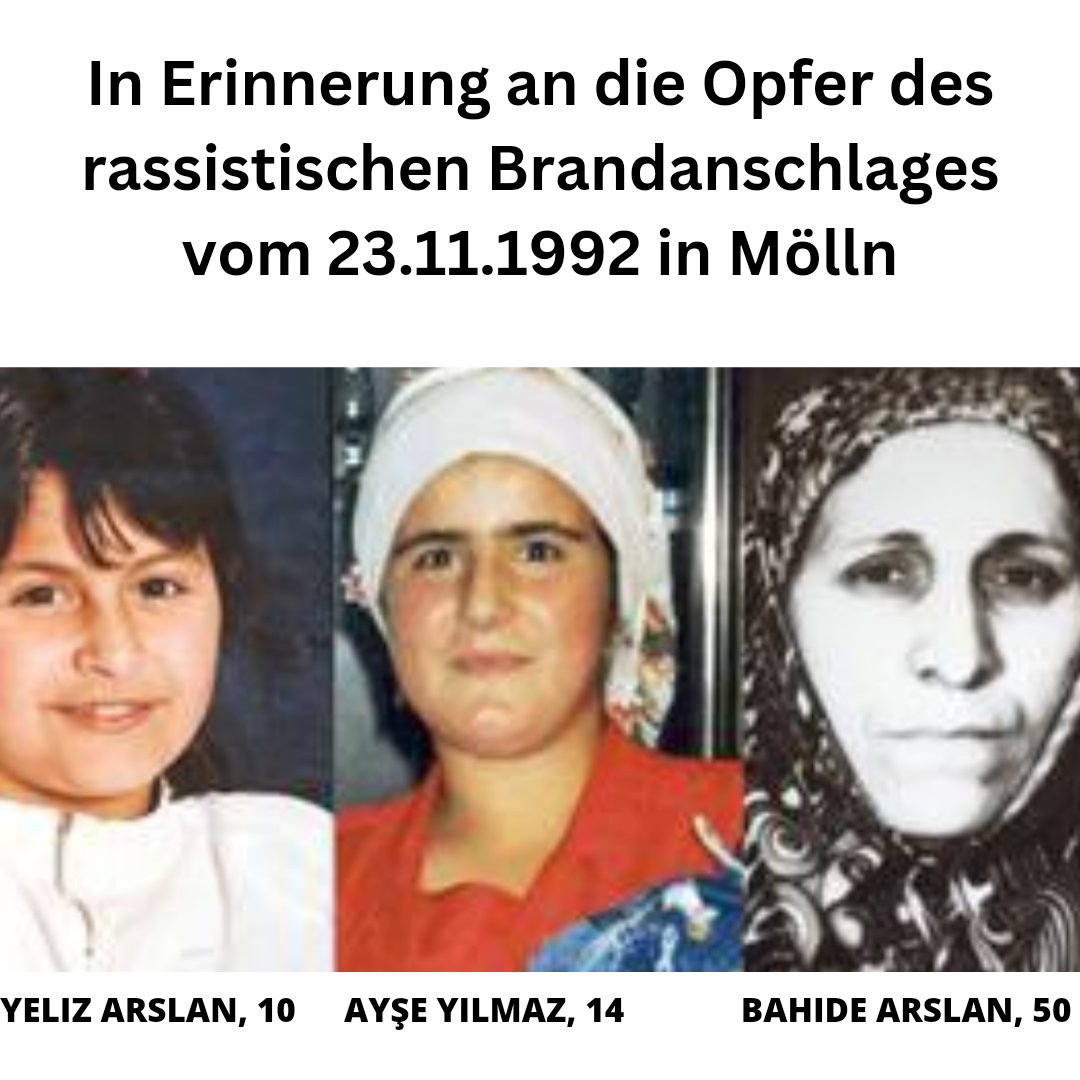 In Erinnerung an Bahide Arslan sowie die beiden Kinder Ayşe Yılmaz und Yeliz Arslan. Sie starben am 23.11.1992 beim rassistischen Brandanschlag in Mölln.

#mölln #erinnern #gedenken #keinvergessen #keinschlussstrich #rechtegewalt @reclaimremember