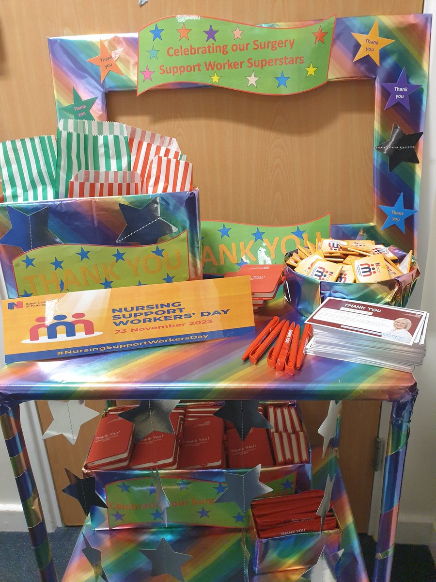All ready in Surgery to say a huge THANK YOU to our amazing support workers on #NursingSupportWorkersDay <a href="/rreece75/">Rachel Reece</a> <a href="/Nik_Lewin/">Nikki Lewin</a> <a href="/mandy_ewington/">Mandy Ewington</a> <a href="/veron_flynn/">V Flynn</a> <a href="/clarebaker06/">Clare Baker</a> <a href="/TraceyBrigstoc4/">Tracey Brigstock</a> <a href="/ClaireLloyders/">Claire Lloyd</a>