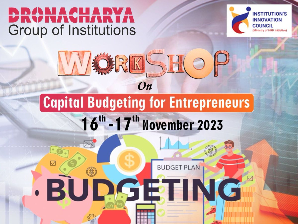 DronacharyaDgi's tweet photo. IIC Cell, Dronacharya Group of Institutions, Greater Noida organized workshop on ‘’Capital Budgeting for Entrepreneurs’’ on 16th and 17th November, 2023.
#workshop #capitalbudgeting #entrepreneurs #iic #greaterNoida #students #multipleplacement #DronacharyaGroupofInstitutions https://t.co/oCwi1LXW9W
