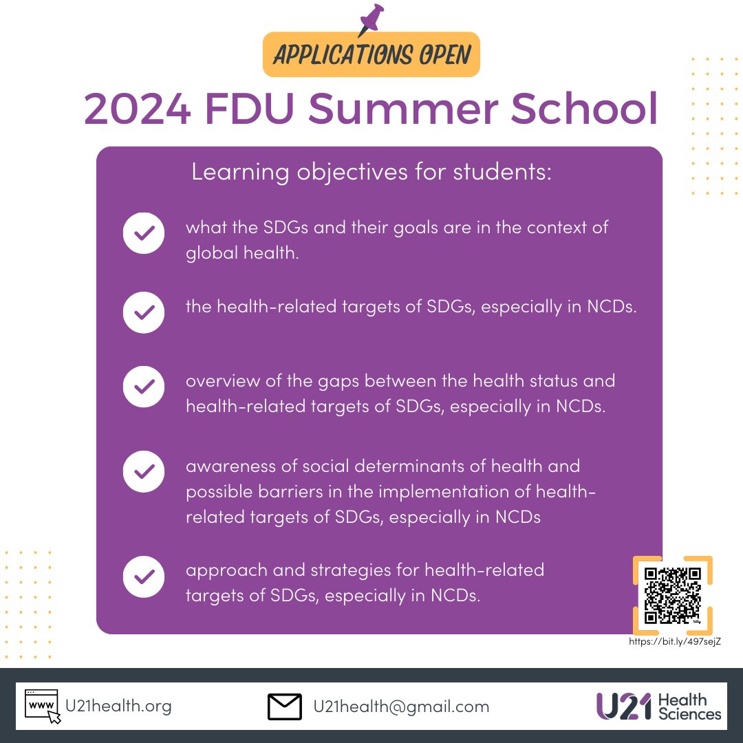 What will be learned from the U21 HSG 2024 Summer School hosted by the School of Public Health at Fudan University? 28 June – 9 July. Theme: Path to Manage the Non-Communicable Diseases with Global Health Perspectives u21health.org/summer-school #U21health #U21healthsciencesgroup