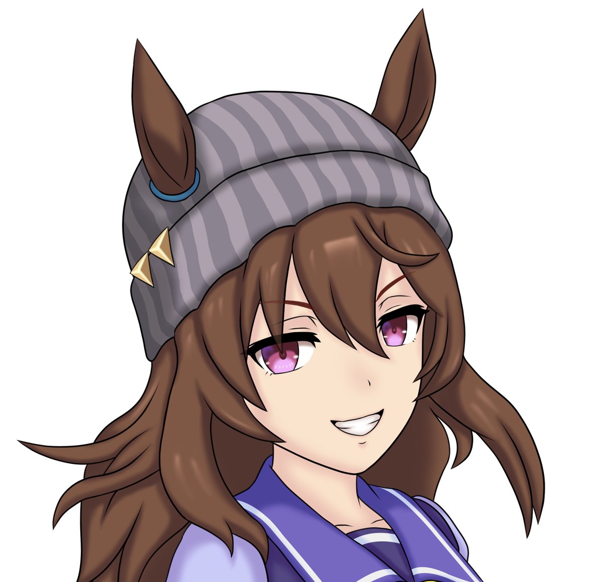 nakayama festa (umamusume) 1girl beanie ears through headwear animal ears solo hat long hair  illustration images