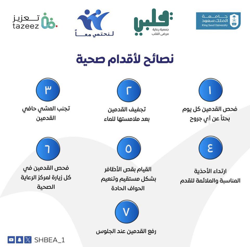 نصائح لأقدام صحية...

#SHPEA 
#لنحتمي_معا 

#جمعية_رعاية_مرضى_القلب #قلبي 
#جمعية_قلبي