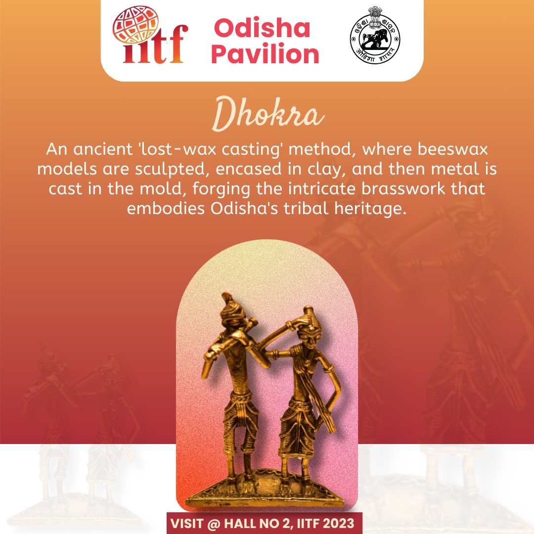 Discover the allure of Odisha’s age-old Dhokra art, the fusion of metal and myth at our trade fair. Join us to own a piece of Odisha's legacy at Hall No 2, #IITF2023. 

#DhokraArt #OdishaHeritage #Odisha_IITF <a href="/SanjayKr1997/">Sanjay Kumar singh</a>