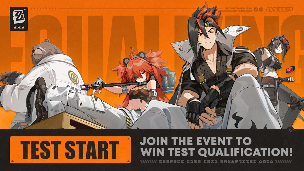 ZZZ_EN's tweet photo. Zenless Zone Zero Equalizing Test #Gleam Event

Participate in our official community event for a chance to win Test Qualification!

Event URL:
https://t.co/9ji187V5SG

Event Prizes: Test Qualification ×10

Event Duration: 11/24 11:00 – 11/27 11:00 (UTC+8)

#zzzero https://t.co/lrkKGhgZ2J