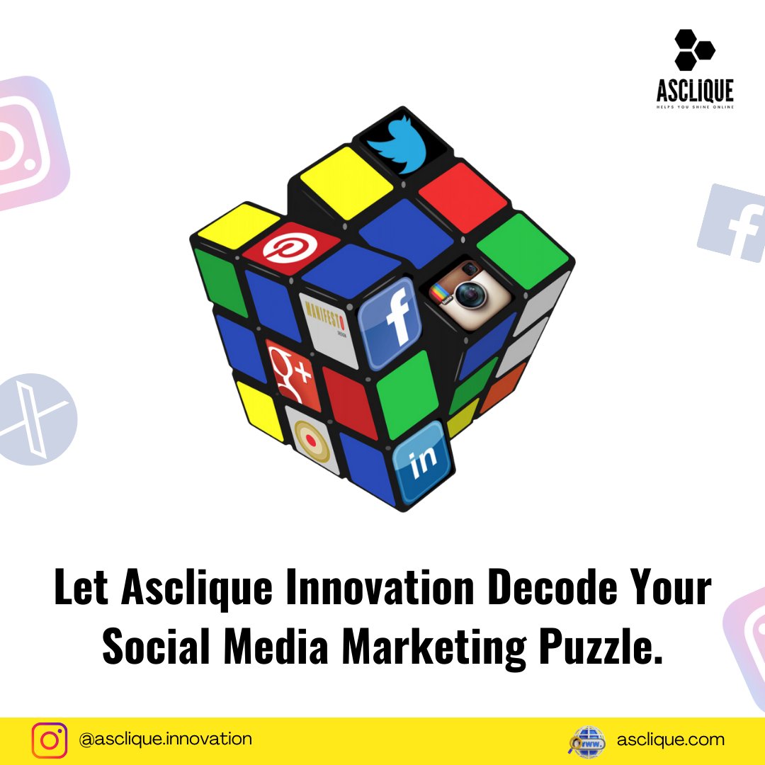 ascliqueinnovat's tweet image. Unlock social media success with Asclique Innovation! 🚀🧩
.
.
.
#DecodeTheMagic #SocialMediaMasters  #SocialMediaMagic #MarketingMasters #DecodeThePuzzle #SocialMediaDecoded #DigitalInnovation #MarketingWizardry #UnlockSuccess #BrandBoost