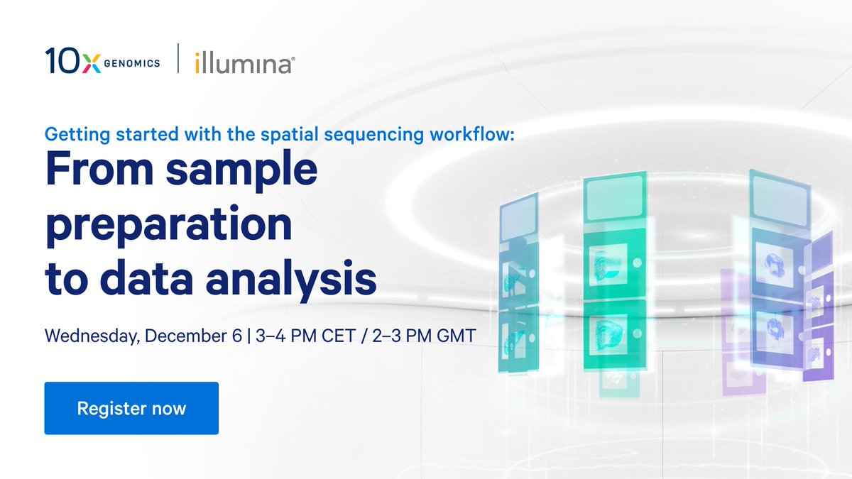 10xGenomics's tweet photo. Join our upcoming webinar co-hosted with @Illumina, and learn from experts at @FGCZ_EN on how to get started with the spatial sequencing workflow. Register now: https://t.co/LW0Id0eE3y https://t.co/ogvgoQNnYo