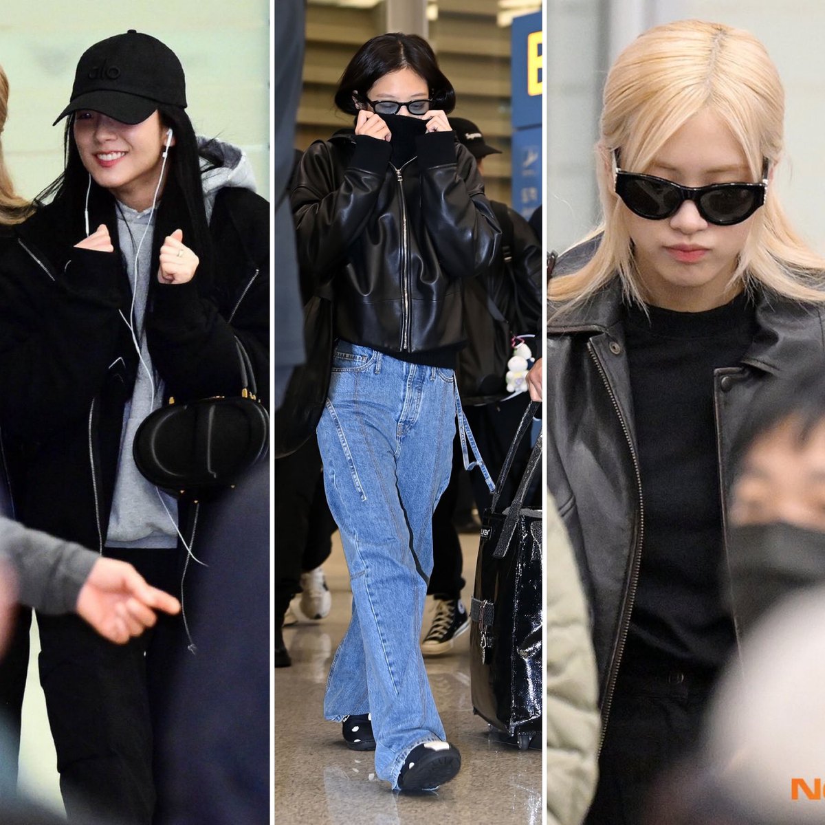 3 สาว #JISOO #JENNIE #ROSÉ กลับถึงเกาหลีอย่างปลอดภัย 🥰 นัดกันมาเท่ Women in BLACK 😎 เหมือนจะไปทริปซุปเปอร์ไบค์ 🏍️  ไม่จ้ะเพิ่งกลับจากวัง🏰😌😆 <a href="/BLACKPINK/">BLACKPINKOFFICIAL</a> ทำไมวงเรามันหล่อ 😌😆😍