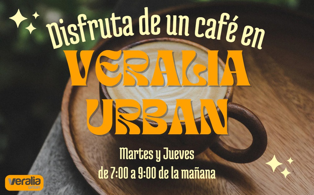 Disfruta de un café calentito en Veralia Urban, todos los Martes y Jueves de 7:00 a 9:00. #VeraliaContigo 🧡