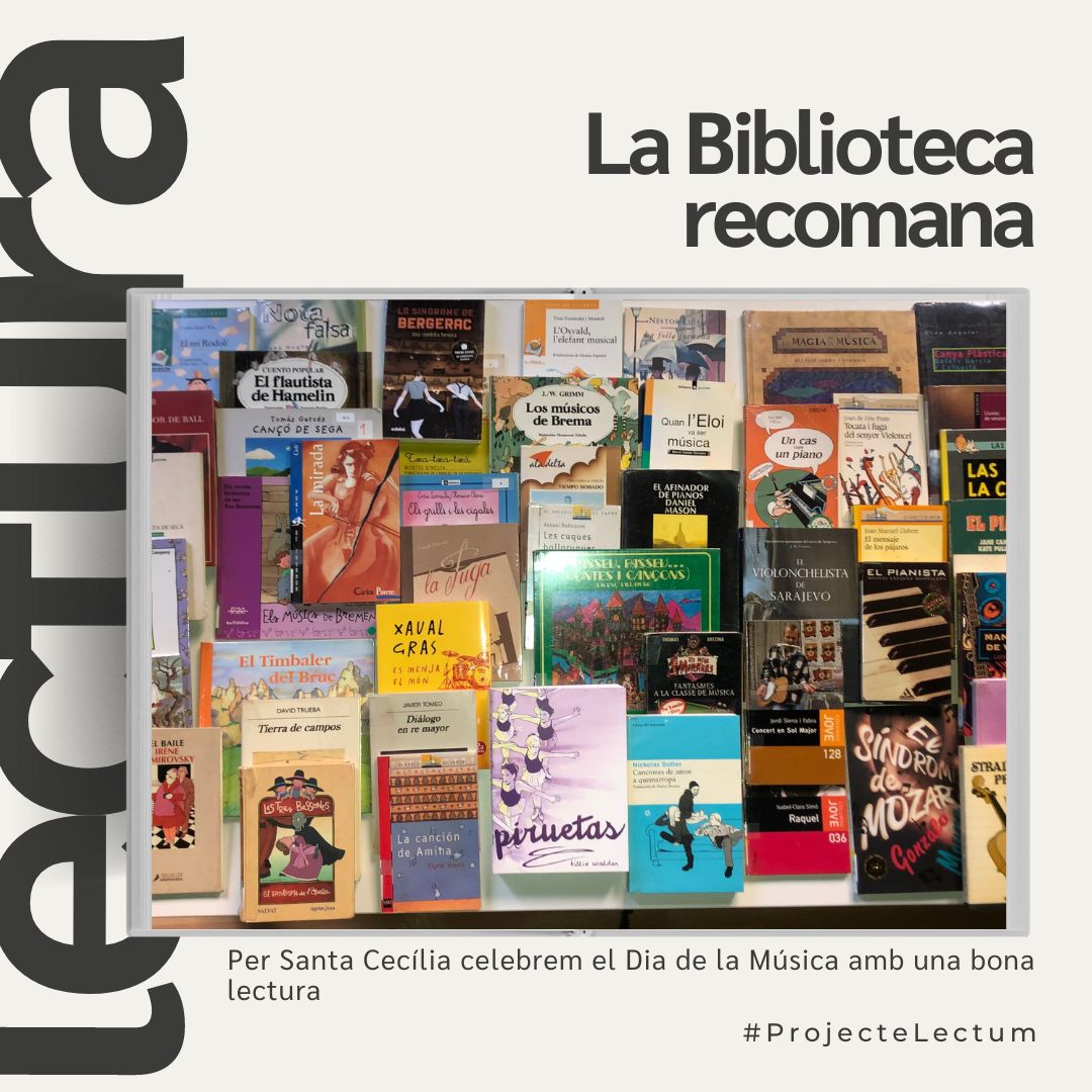 SagratCorDip's tweet photo. 📚La Biblioteca recomana....Música
Ahir va ser Santa Cecília, patrona de la música.
Per Santa Cecília celebrem el Dia de la Música amb una bona mostra de lectura i música per gaudir llegint!
#ProjecteLectum #bibliotecaescolar #lectura #PladeLectura #fomentdelalectura #eixamplebcn https://t.co/hnxkPyLM9f