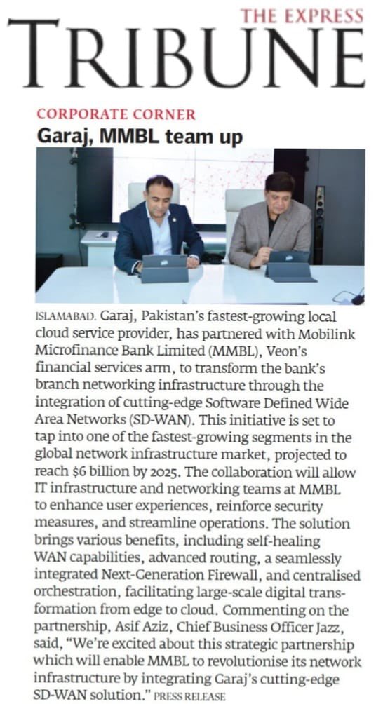 Partnering with @MobilinkBank to provide cloud solutions from @GarajCloud @jazzpk @JazzBusiness